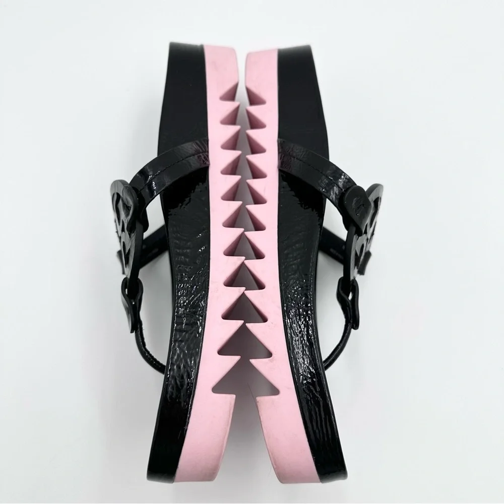 Tory Burch Women's Miller Cloud Lug Sandals Black Patent - Picture 4 of 12